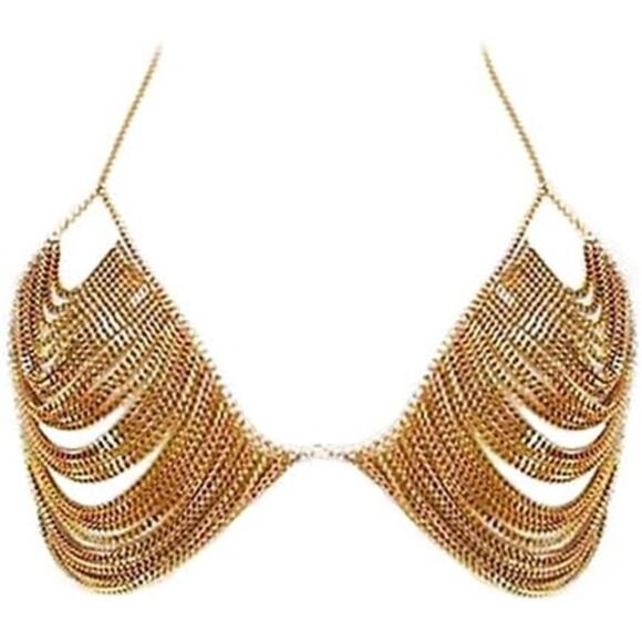 Handmade Rhinestone Bra Body Chain – Multi-Layer Alloy Festival & Party Jewelry - Picture 2 of 3